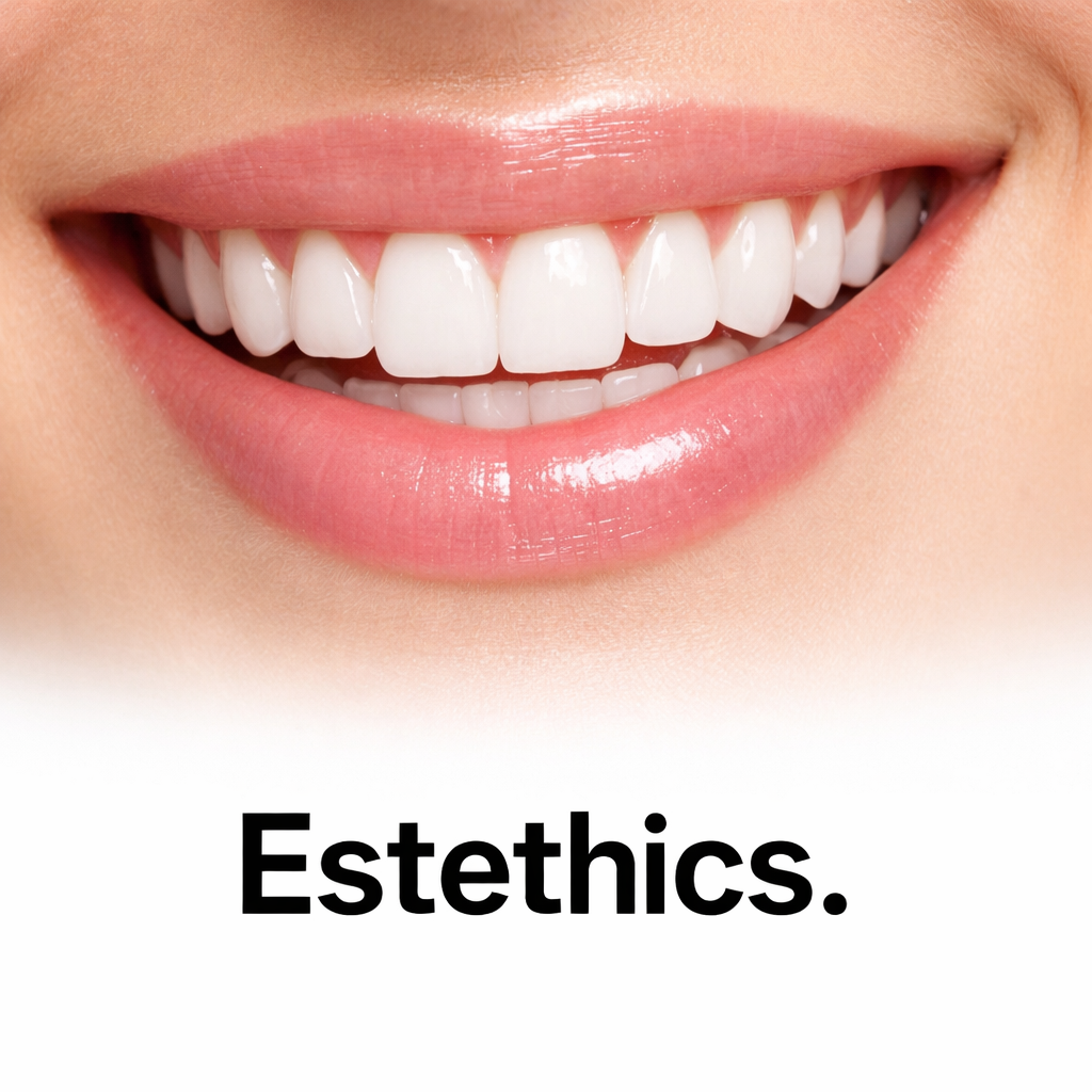 Beautiful Smile with Perfect Teeth and Estethics Text